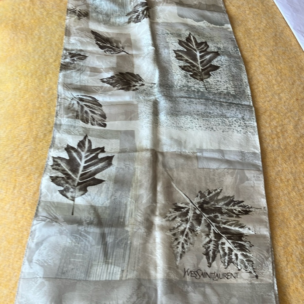 Yves Saint Laurent Leaf Print Scarf